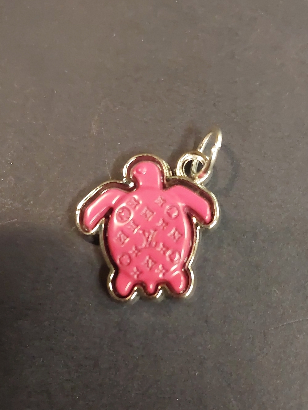 LV Silver & Dark Pink Enamel Sea Turtle Charm Pendant
